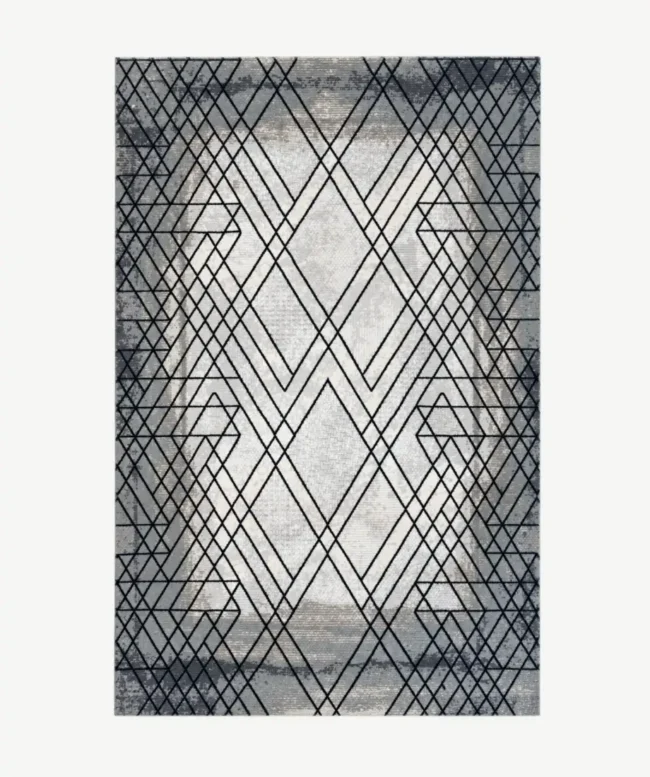 Gray Gold Artistic Abstract Pattern Rug