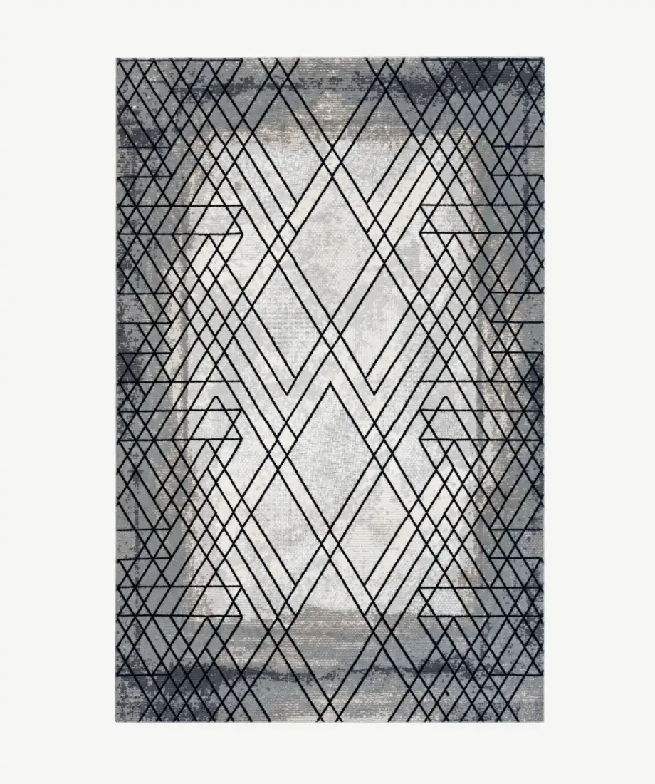 Gray Gold Artistic Abstract Pattern Rug
