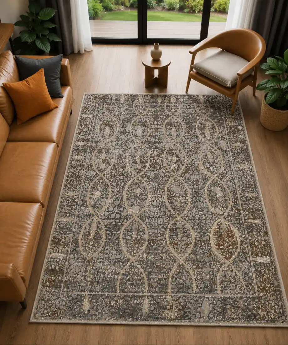 Interlocking Gray Taupe Area Rug - Image 2