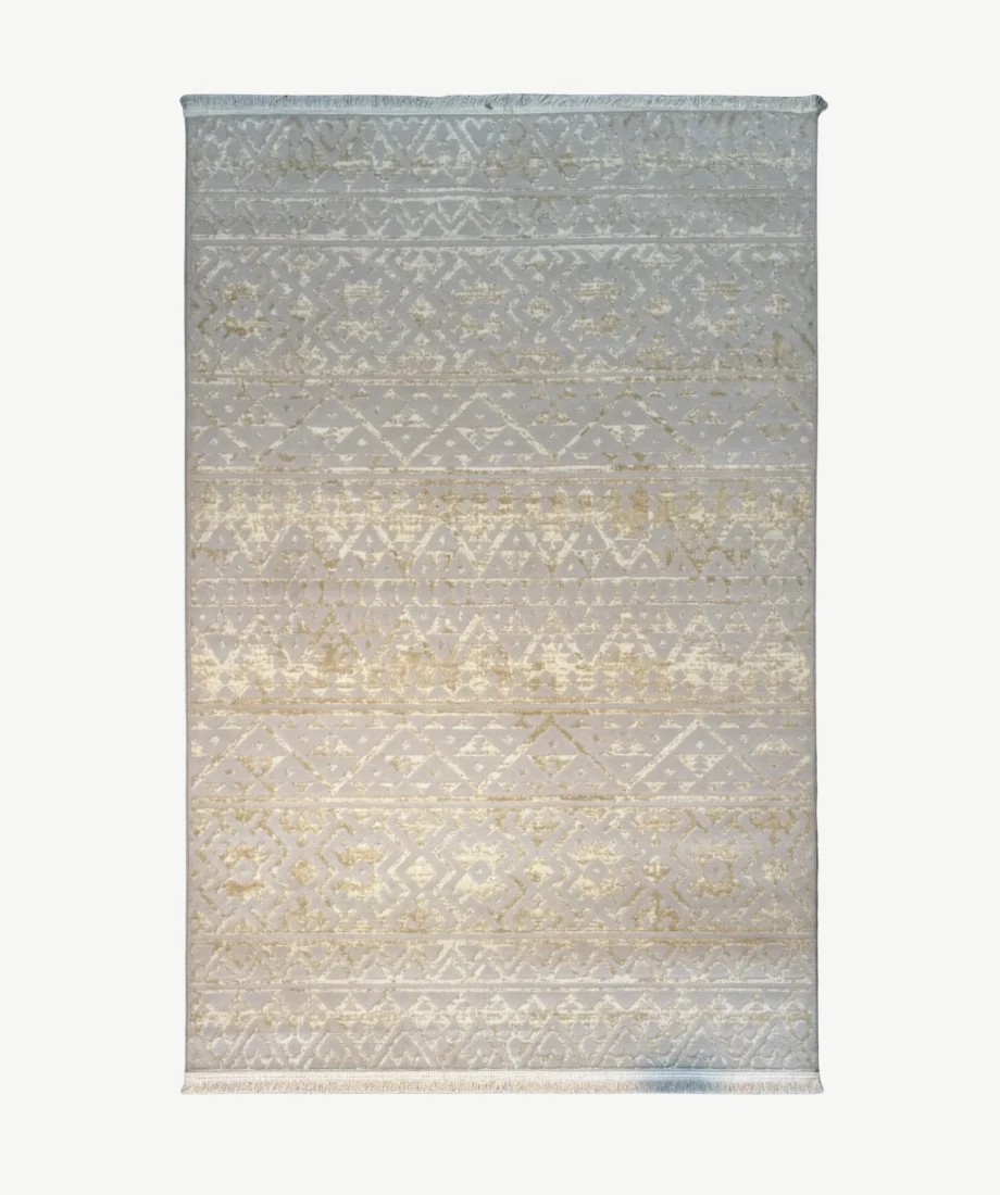 Ivory Gold Geometric Tribal Rug