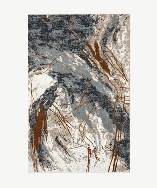 Marbled Gray Ivory & Brown Area Rug