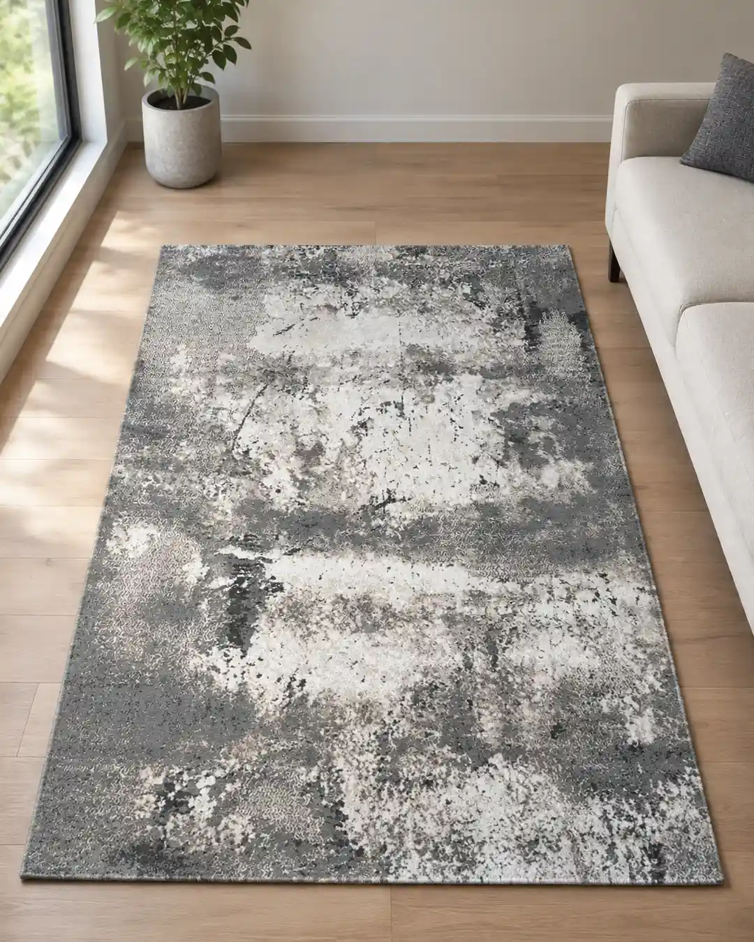 Modern Abstract Grey Slate Rug - Image 2