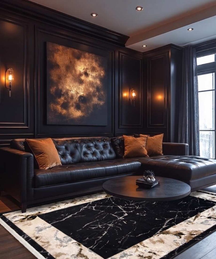 Modern Black Marble Rug - InamCarpets