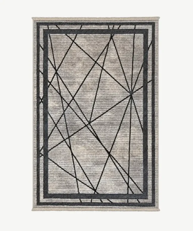 Modern Geometric Black & Beige Area Rug