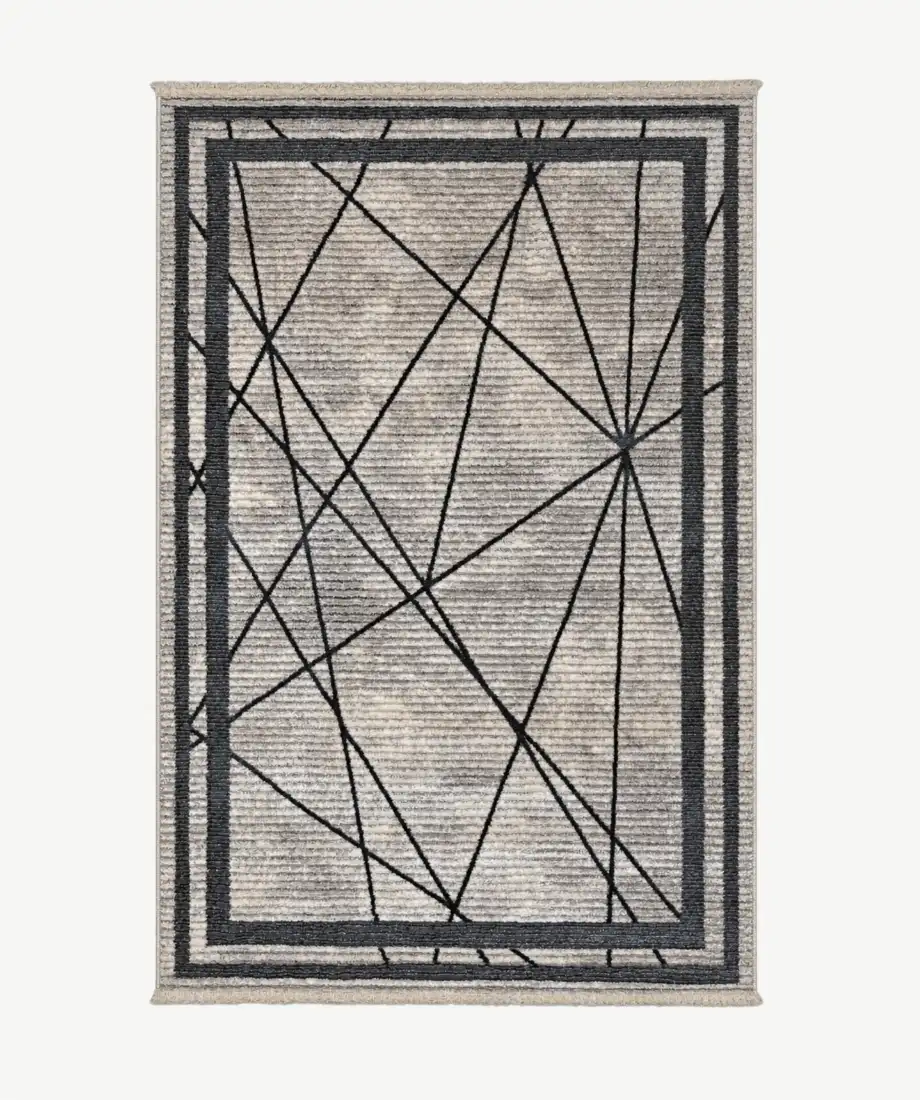 Modern Geometric Black & Beige Area Rug