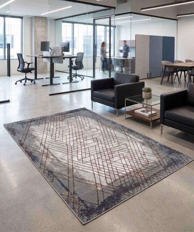 Modern Geometric Slate Rug