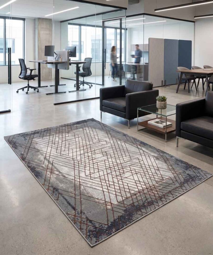 Modern Geometric Slate Rug