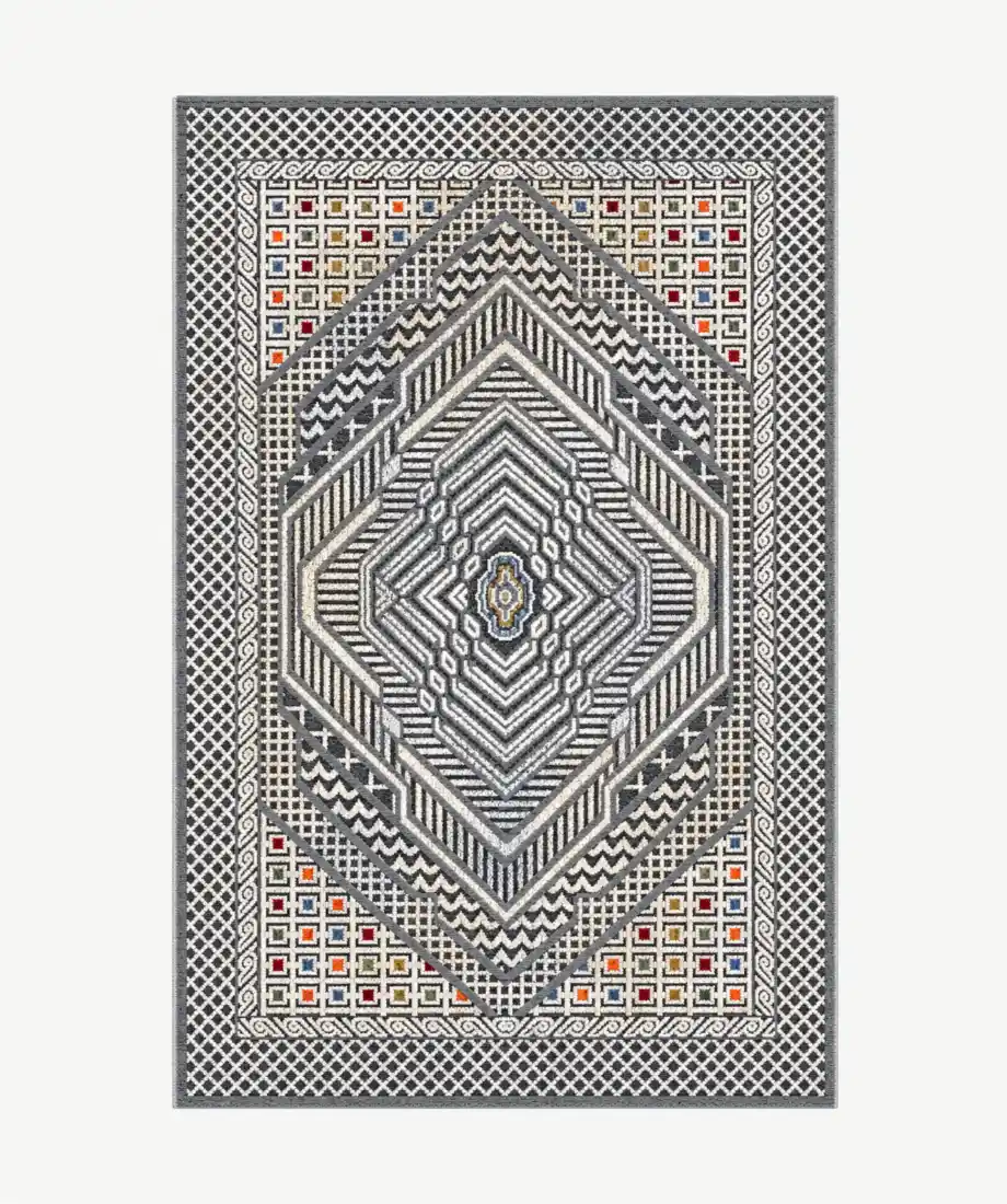 Ornate Charcoal Multicolor Area Rug