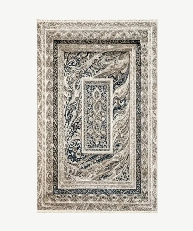Ornate Persian Navy Beige Rug