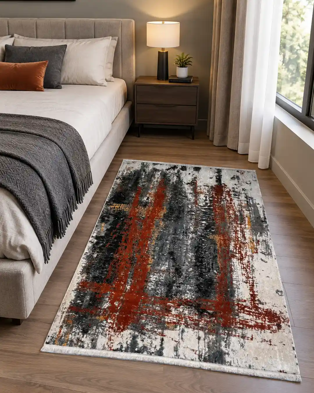 Rust Abstract Turkish Modern Rug - Image 2