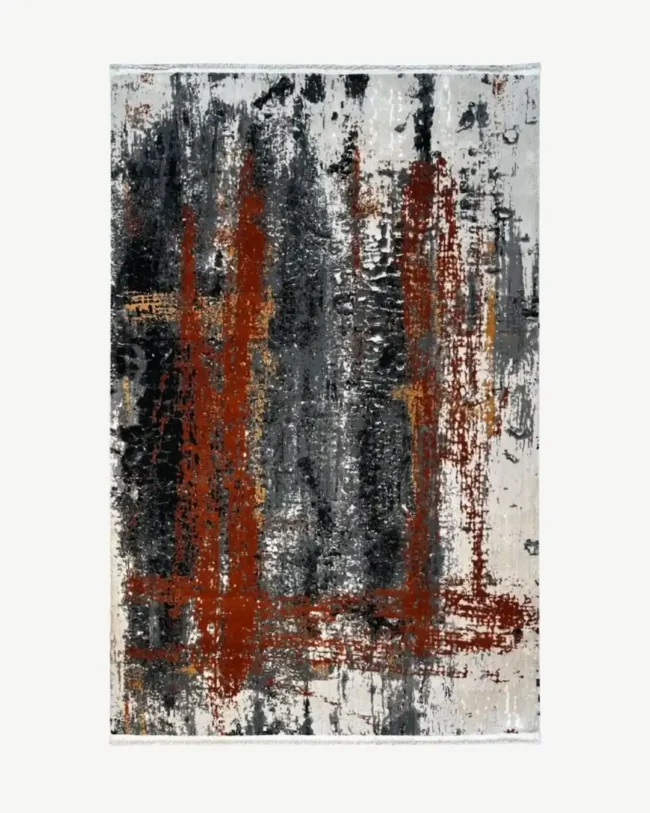 Rust Abstract Turkish Modern Rug