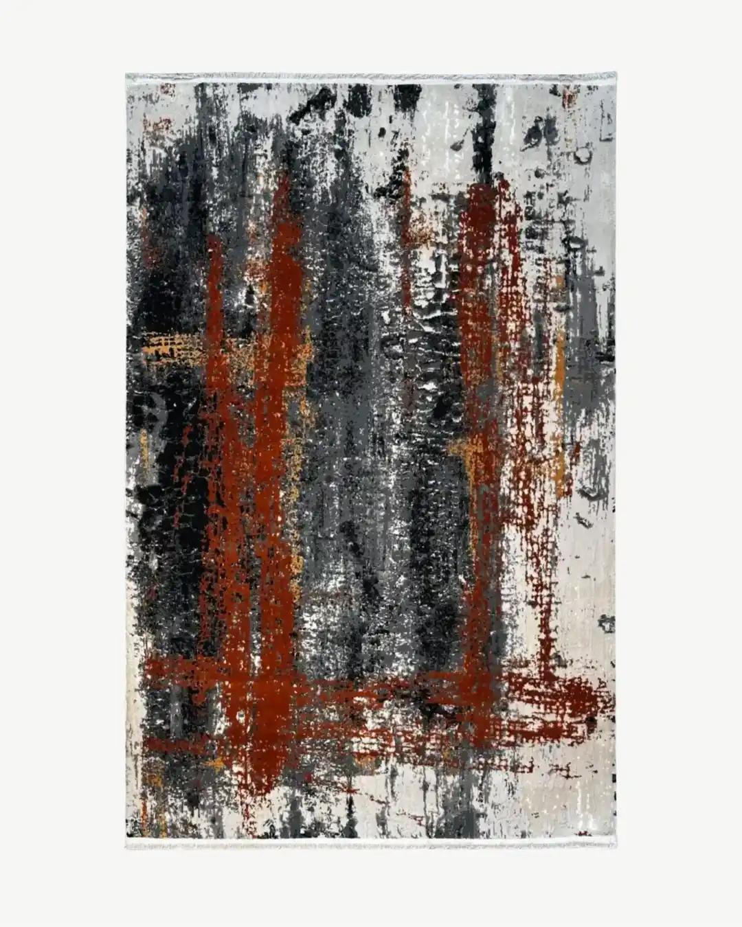 Rust Abstract Turkish Modern Rug