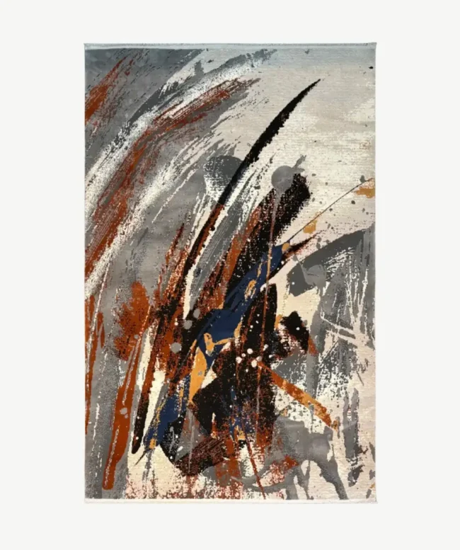 Rust Navy Charcoal Brushstoke Rug