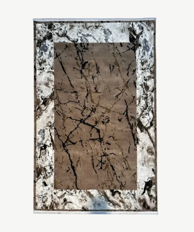 Taupe Black Marble Border Rug