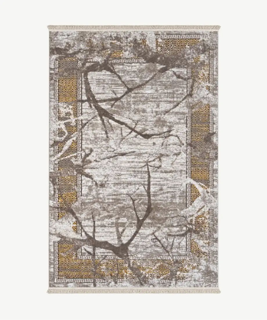 Vintage Greek Key Gray & Gold Rug