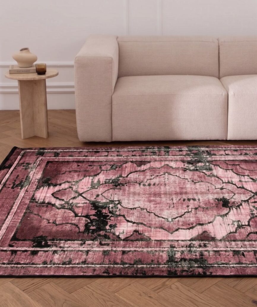 Inam Dusty Jewel Vintage Pink Persian Rug - InamCarpets