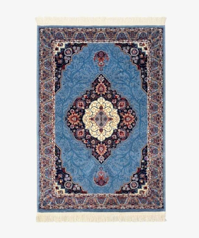 Blue Floral Medallion Pakistani Olympia Rug - InamCarpets