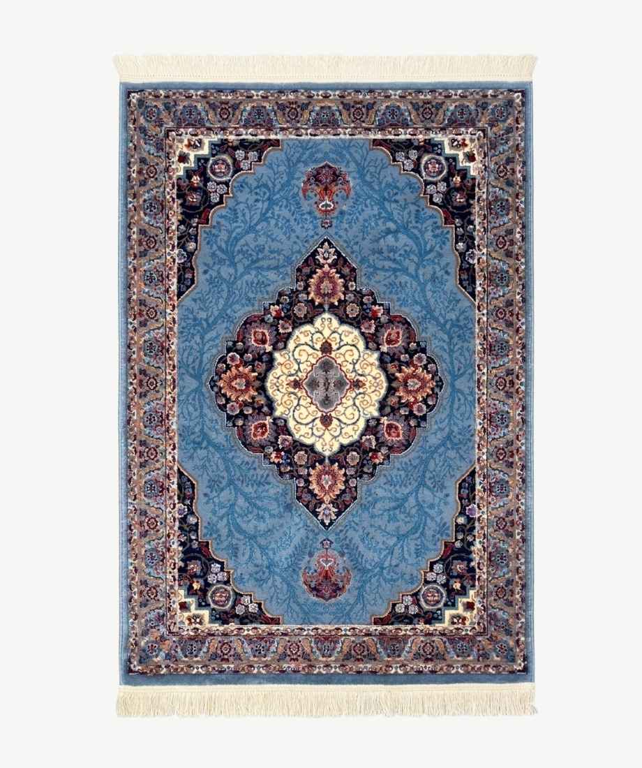 Blue Floral Medallion Pakistani Olympia Rug - InamCarpets