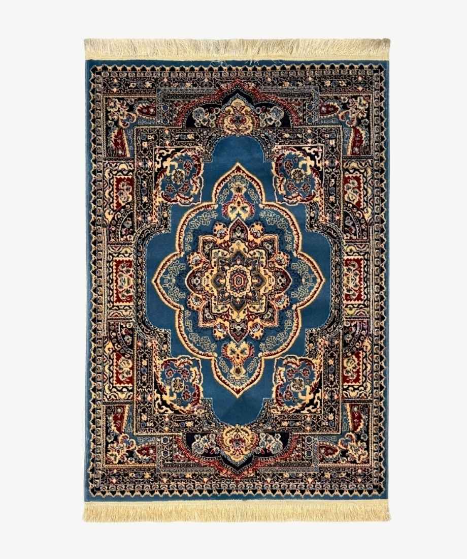 Ferozi Blue Medallion Pakistani Olympia Rug - InamCarpets