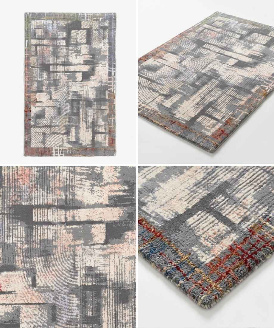 Grey Abstract Geometric Irani Rug - Image 4