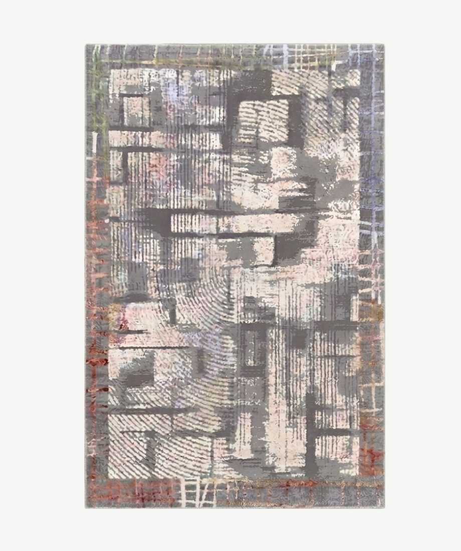 Grey Abstract Geometric Irani Rug - InamCarpets