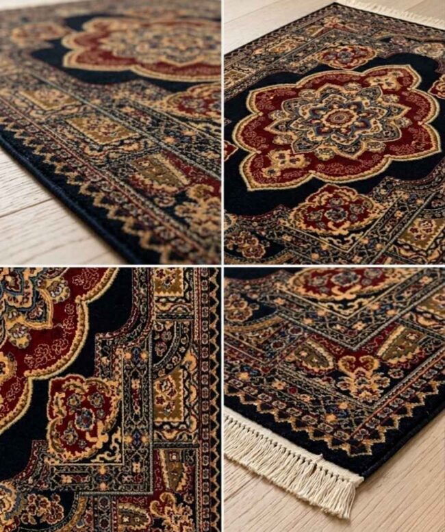 Navy Gold Medallion Pakistani Olympia Rug - InamCarpets