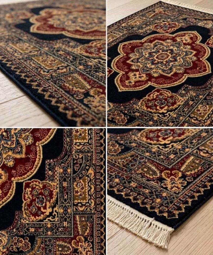 Navy Gold Medallion Pakistani Olympia Rug - InamCarpets
