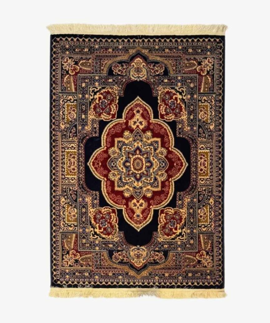 Navy Gold Medallion Pakistani Olympia Rug - InamCarpets