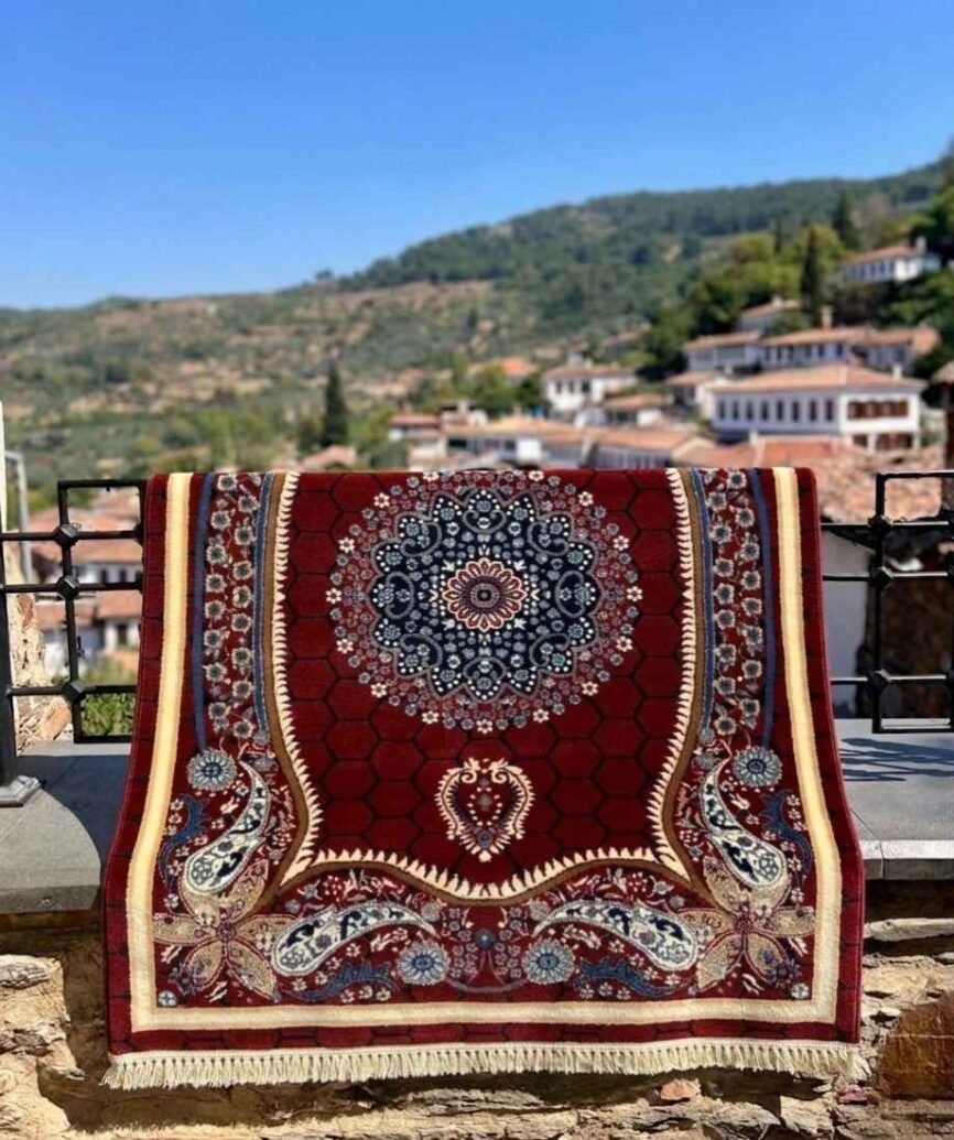 Red Hexagonal Medallion Pakistani Olympia Rug