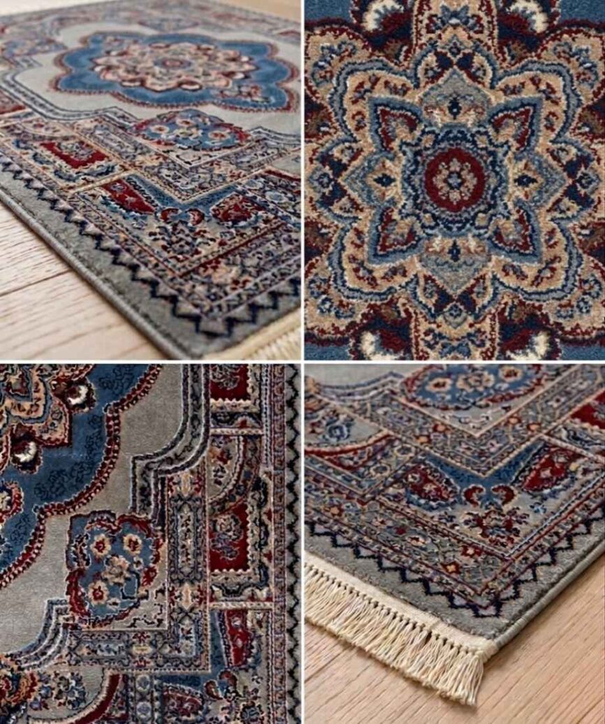 Grey Blue Medallion Pakistani Olympia Rug