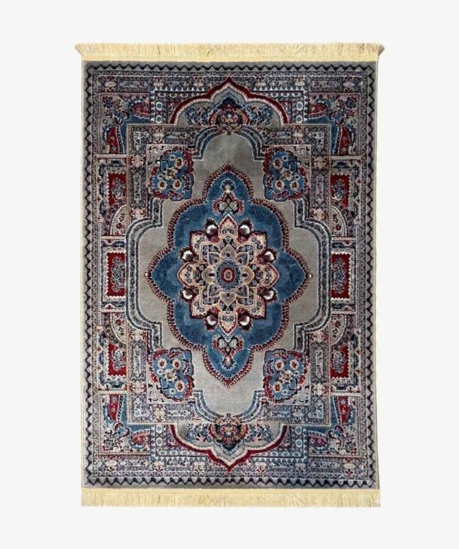 Grey Blue Medallion Pakistani Olympia Rug