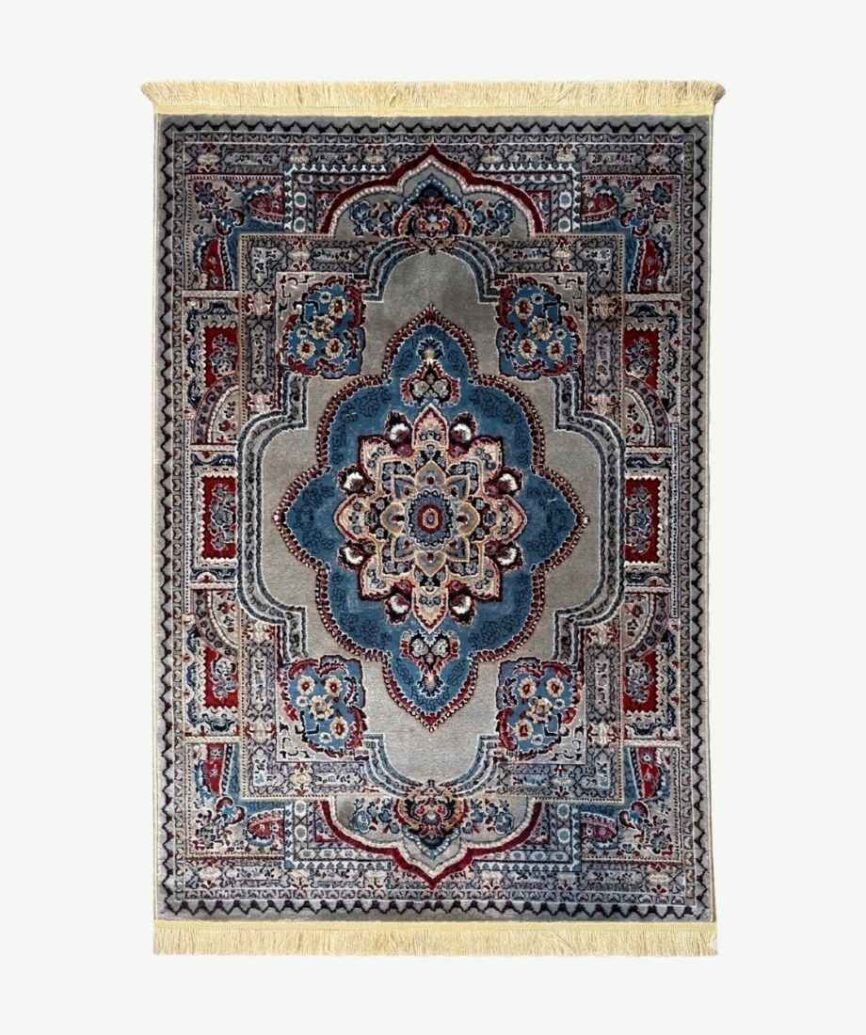 Grey Blue Medallion Pakistani Olympia Rug