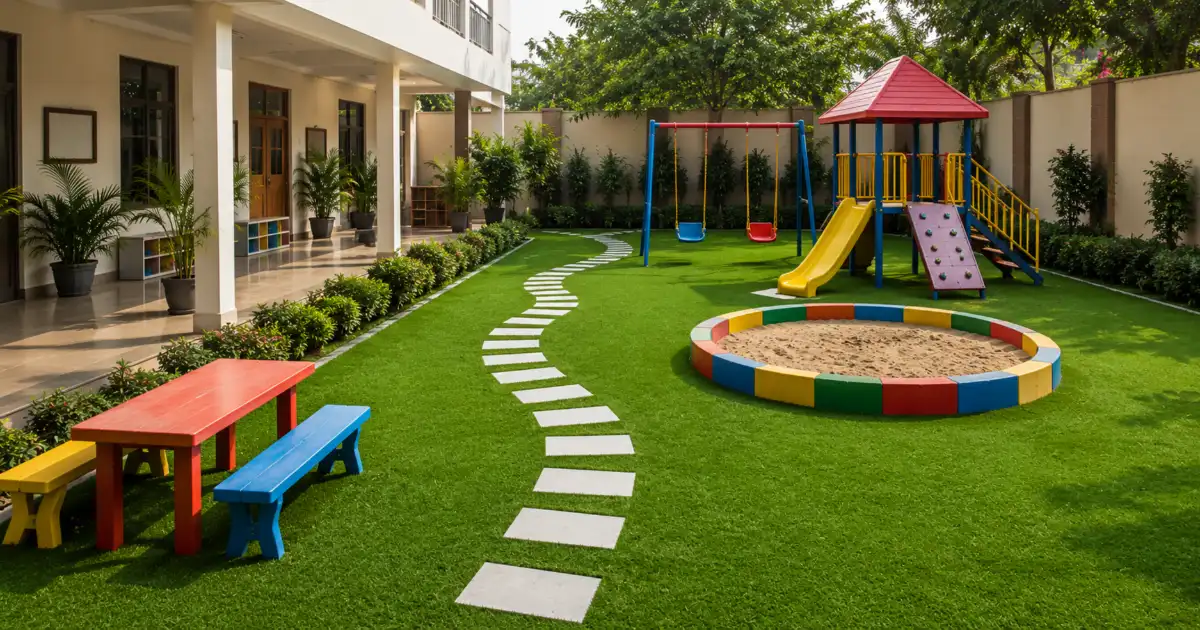 Artificial grass carpet for school playground
