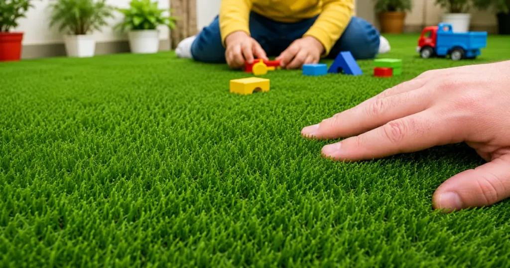 Artificial grass texture close up