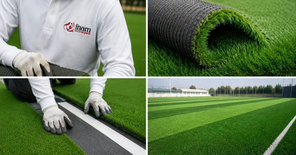 Inam Carpets professional sports artificial grass installation process