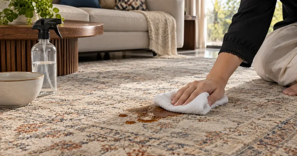 Blotting Liquid Spill on Area Rug