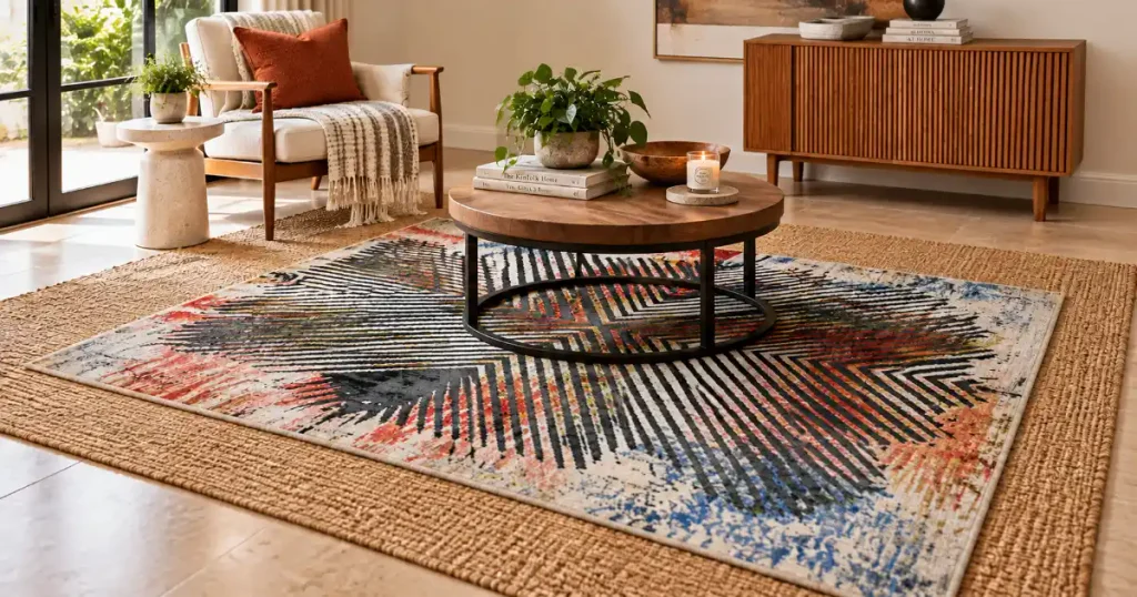 Small Patterned Accent Rug Placement