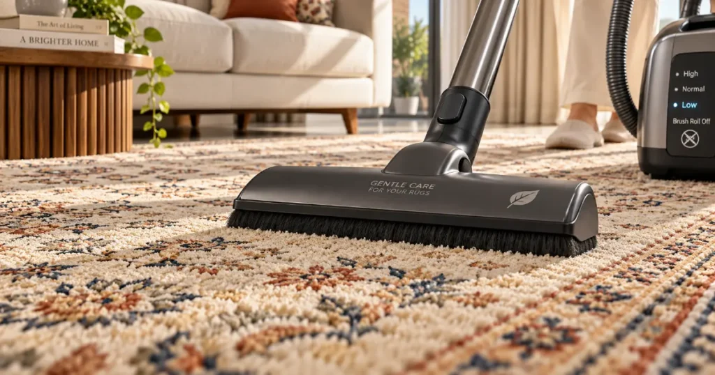 Vacuuming Delicate Wool Area Rug