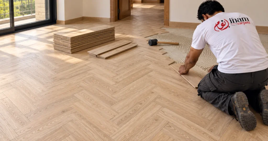 Wooden flooring installation