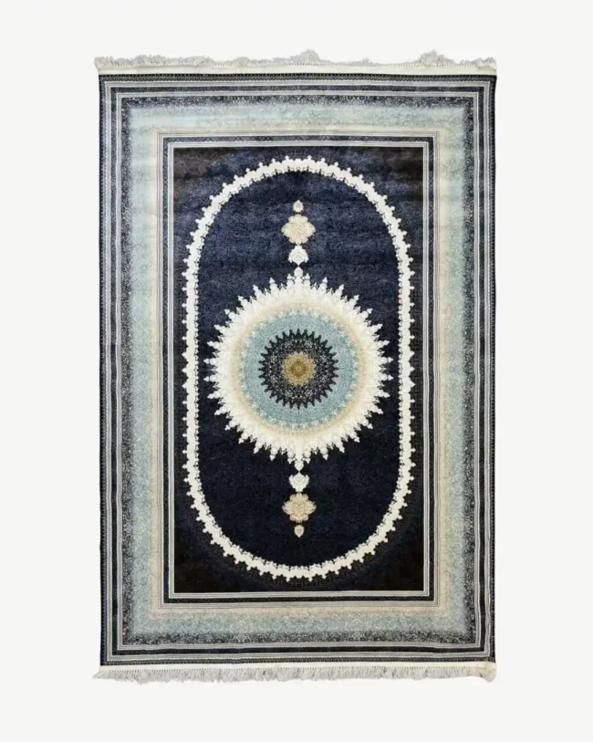 Navy Blue Persian Silk Rug