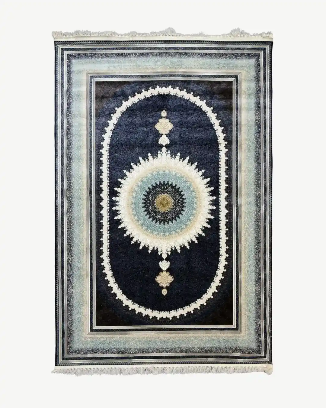 Navy Blue Persian Silk Rug